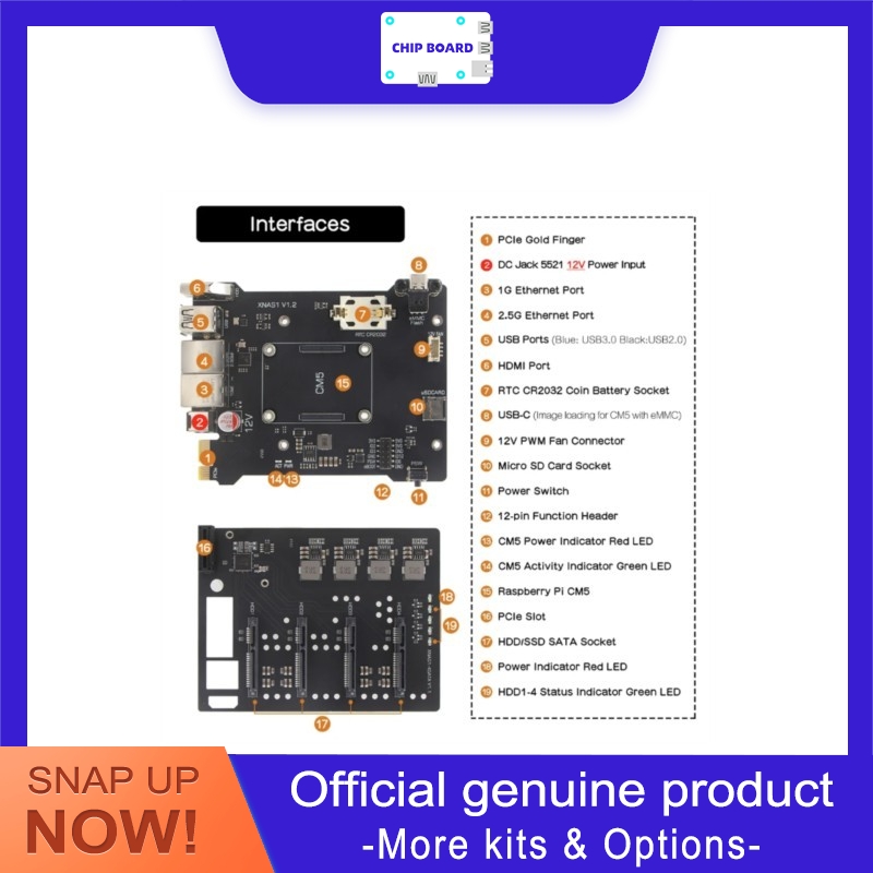 Raspberry Pi 4 - Geekworm XNAS1 Raspberry Pi CM5 Boîtier